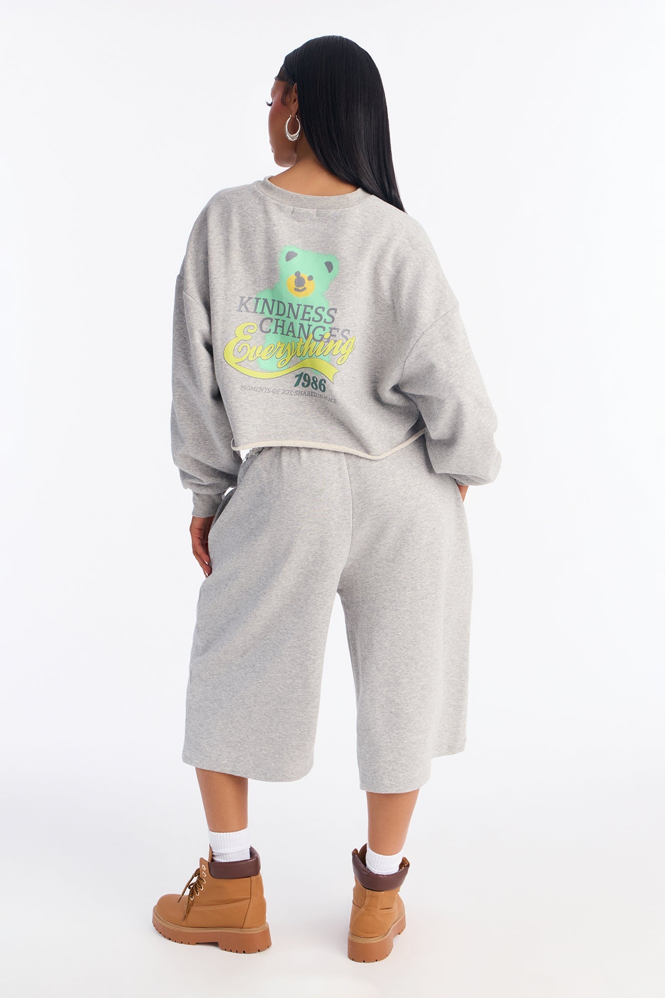 Kindness Changes Everything Fleece Short Set - Grey