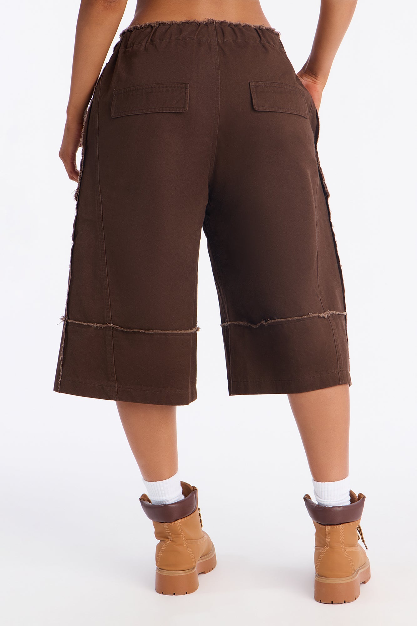 Frankie Distressed Low Rise Bermuda Short - Brown