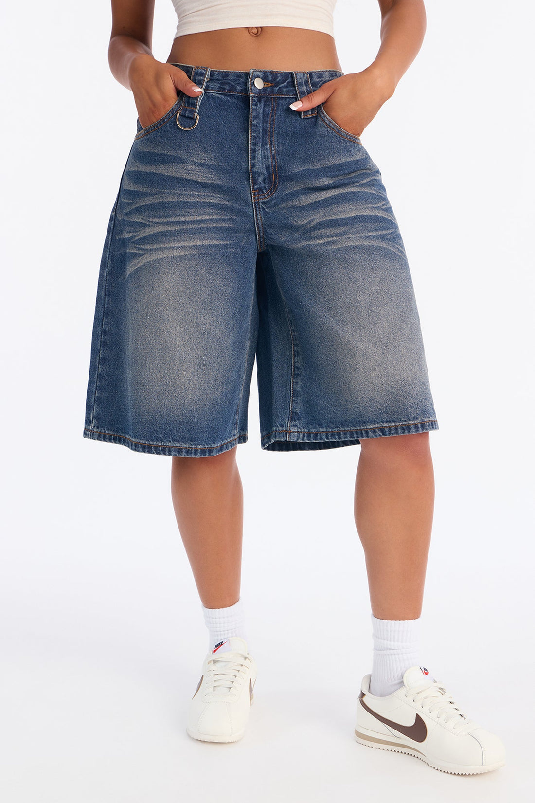 Big Talk Denim Jorts - Dark Wash