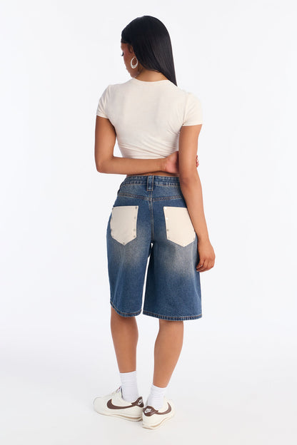 Big Talk Denim Jorts - Dark Wash