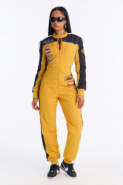 Fast Times Graphic Jogger Jumpsuit - Yellow