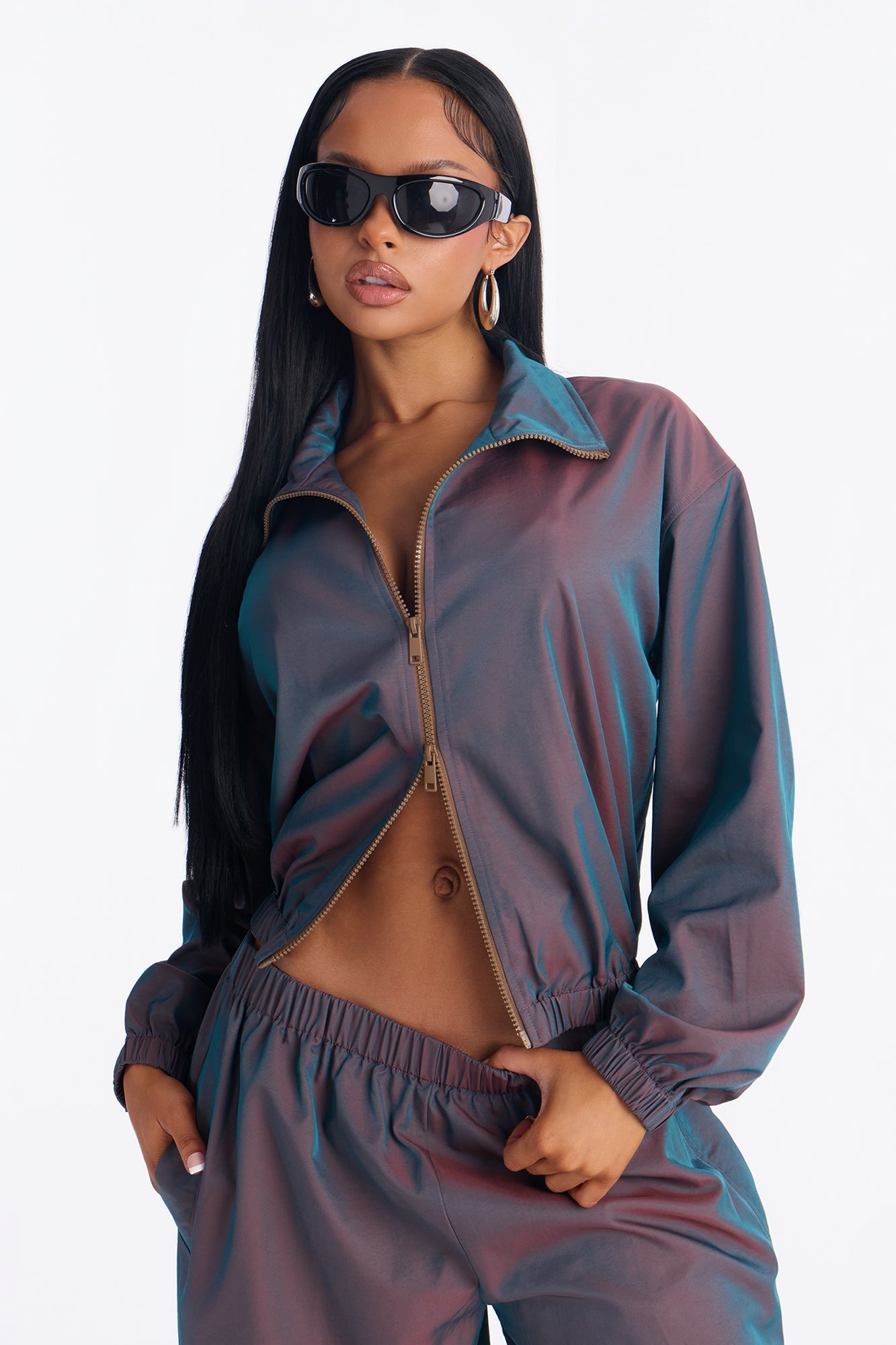 Futuristic Rush Reflective Windbreaker Jacket - Red/combo