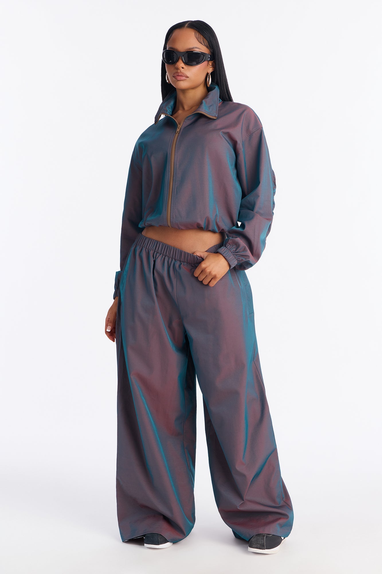 Futuristic Rush Reflective Windbreaker Pant - Red/combo