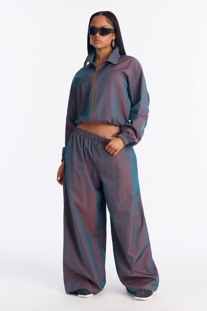 Futuristic Rush Reflective Windbreaker Pant - Red/combo