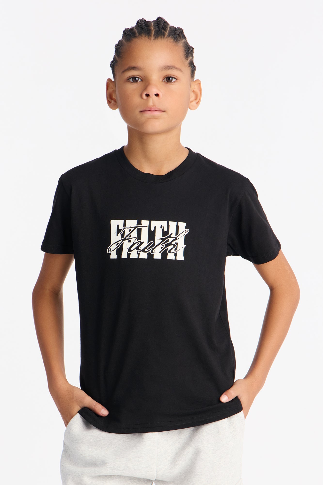 Mini It Takes Faith Short Sleeve Front/Back Tee - Black