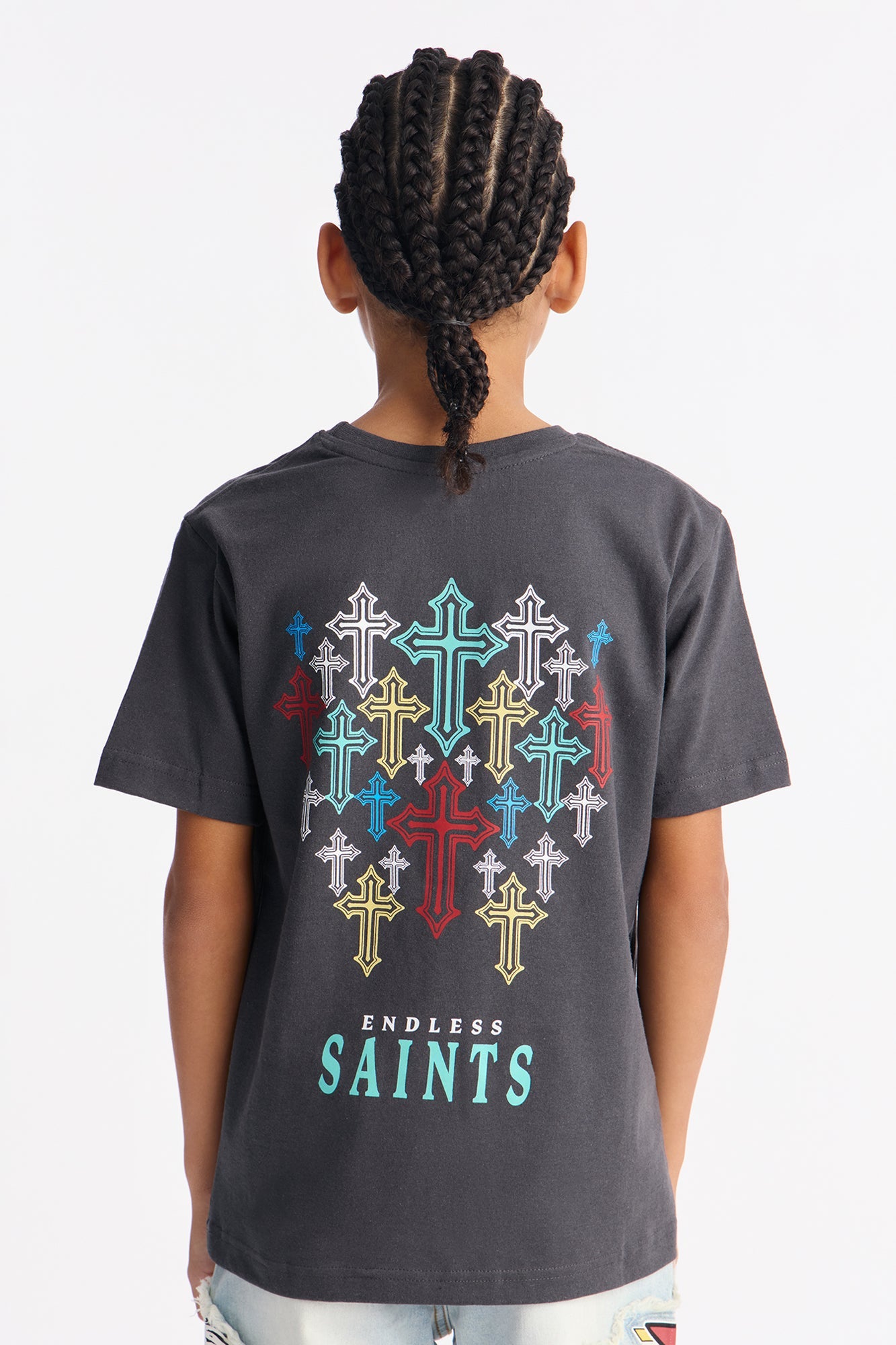 Mini Endless Saints Short Sleeve Front/Back Tee - Black