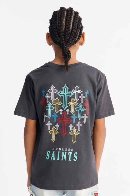 Mini Endless Saints Short Sleeve Front/Back Tee - Black