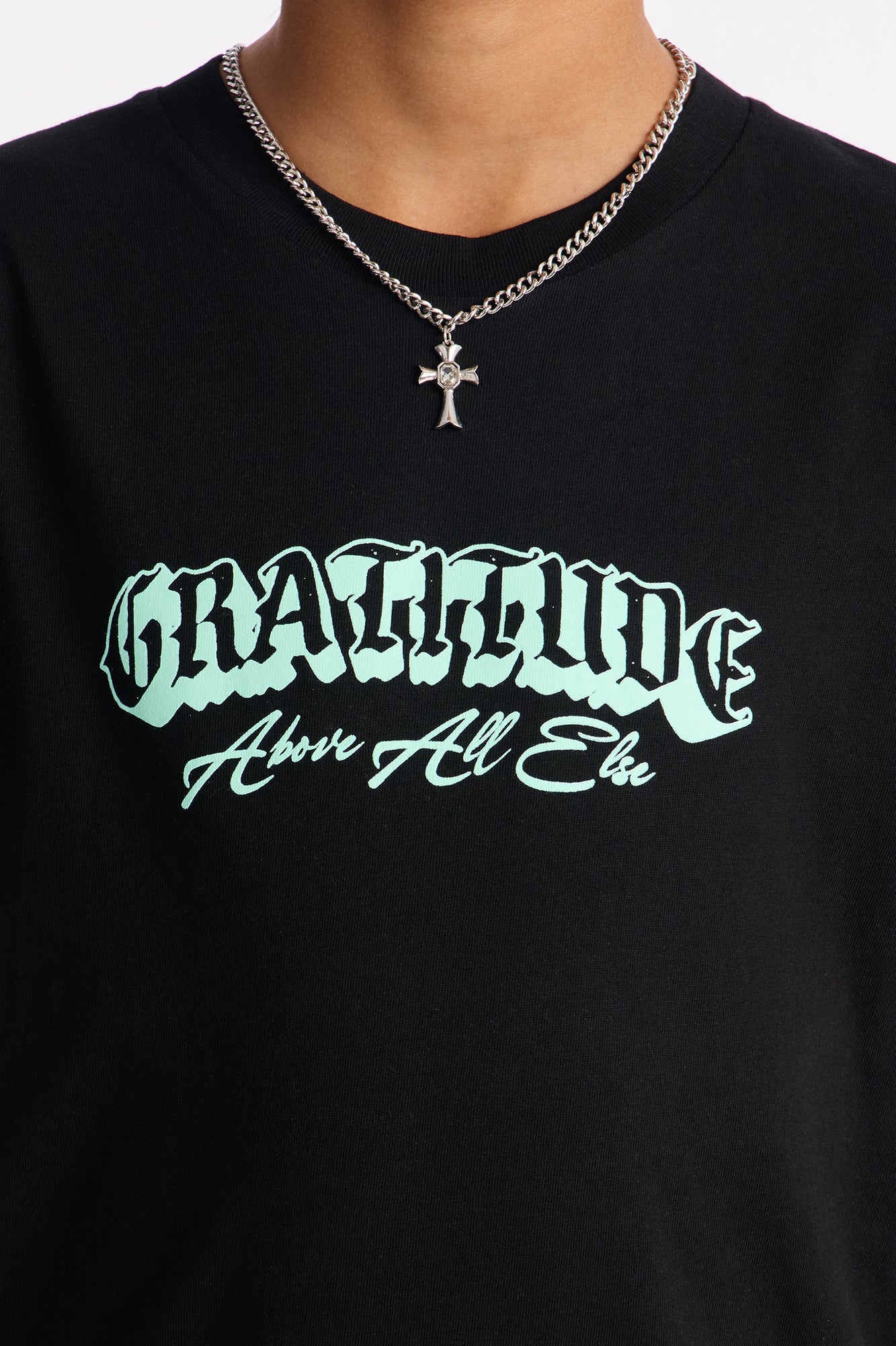 Mini Gratitude Short Sleeve Front/Back Tee - Black