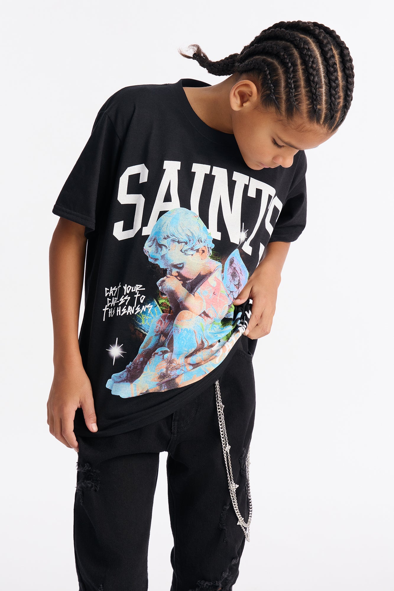 Mini Saints Art SS Tee - Black