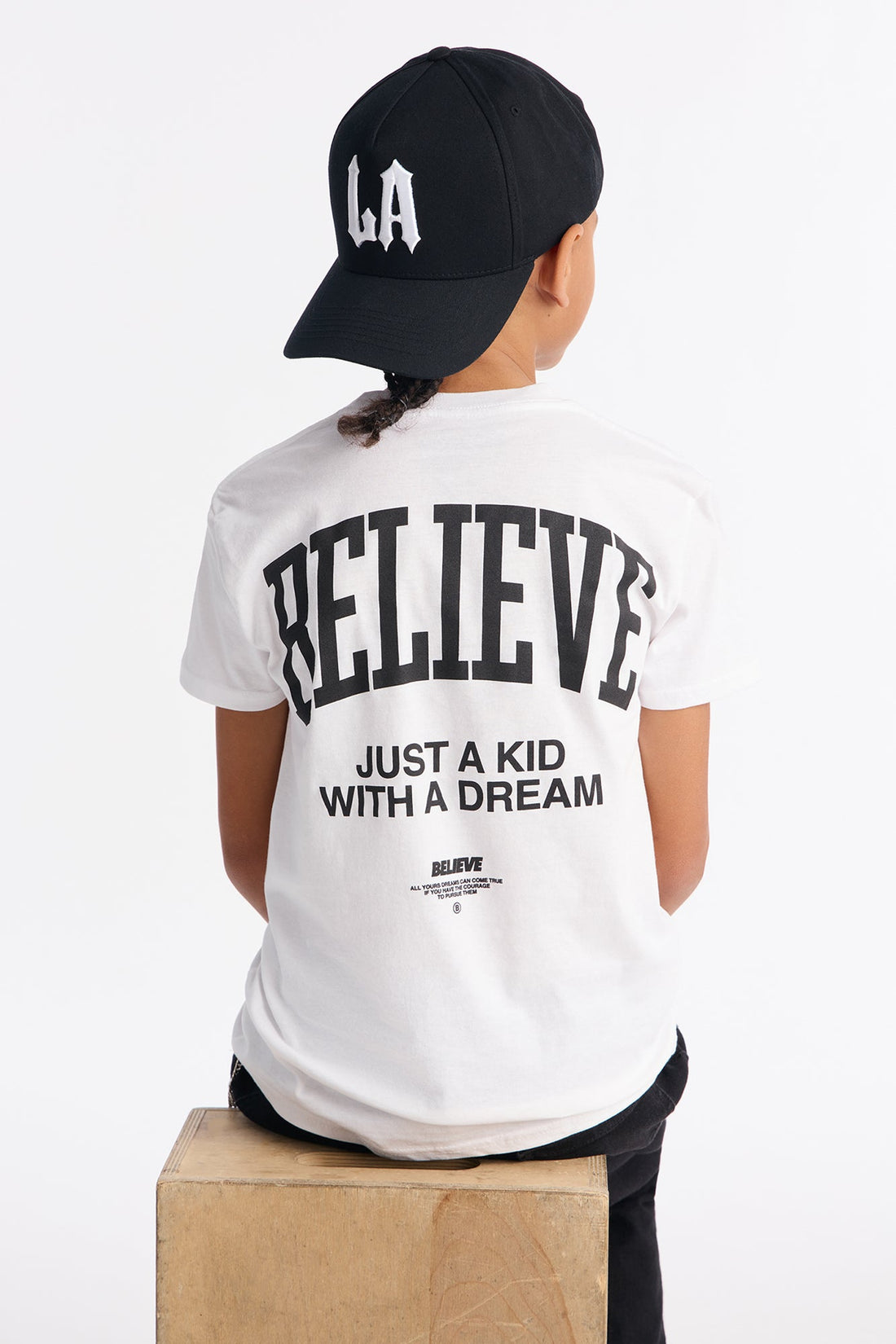 Mini Just A Kid With A Dream Short Sleeve Tee - White