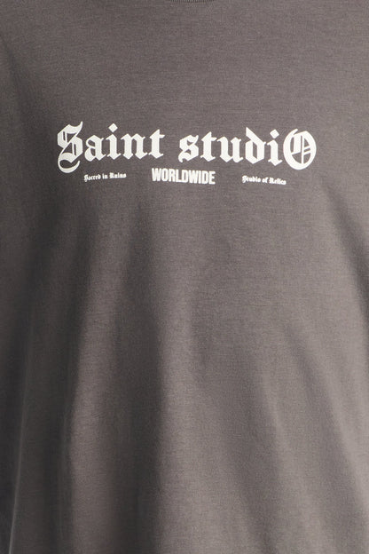 Mini Saint Studio Short Sleeve Front/Back Tee - Grey