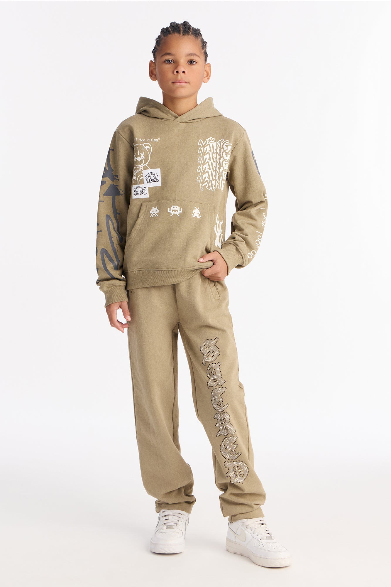 Mini Sacred Rhinestone Pants - Olive