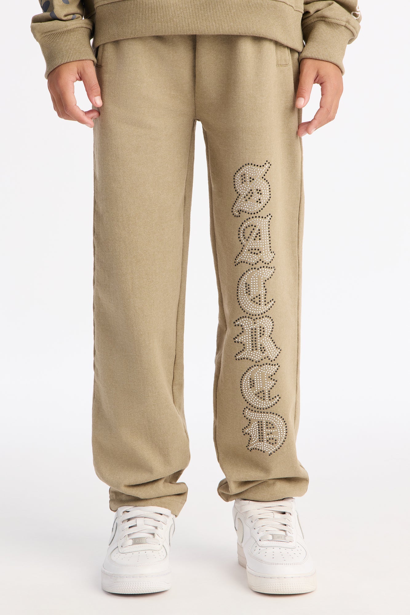 Mini Sacred Rhinestone Pants - Olive