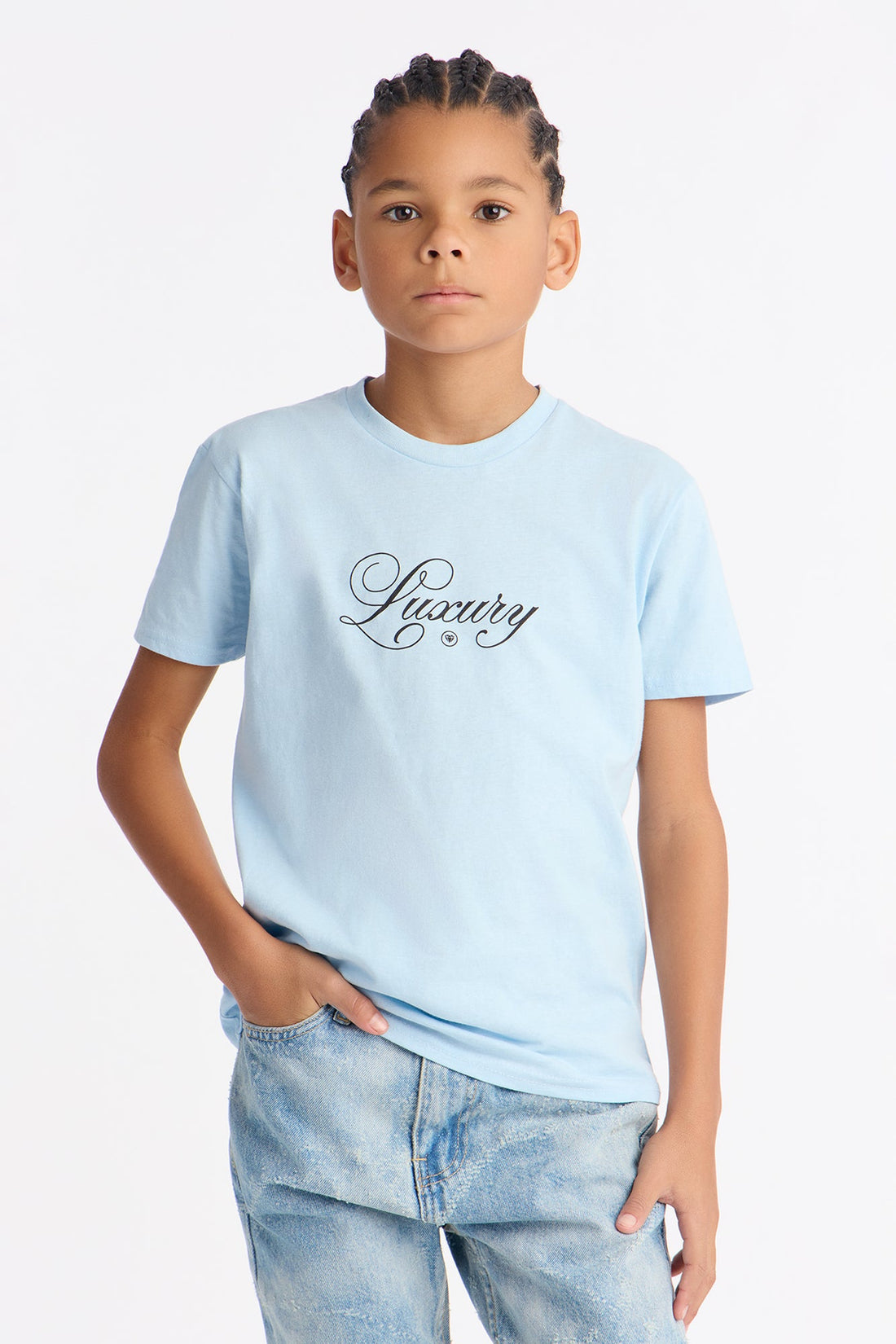 Mini Luxury State Of Mind Short Sleeve Tee - Light Blue