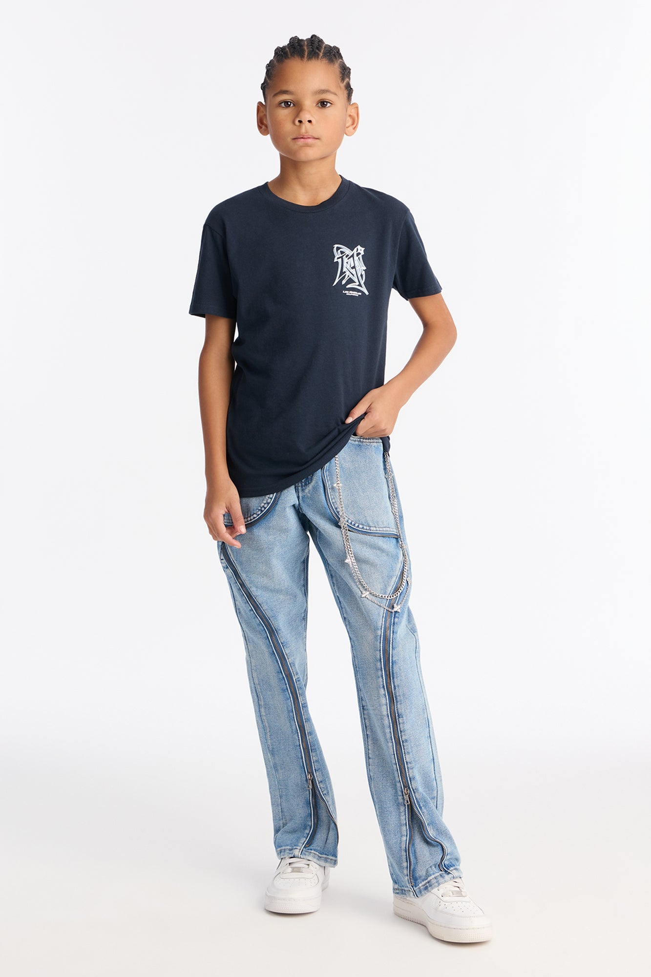 Mini Straight Flare Zip Me Up Jean - Light Blue Wash