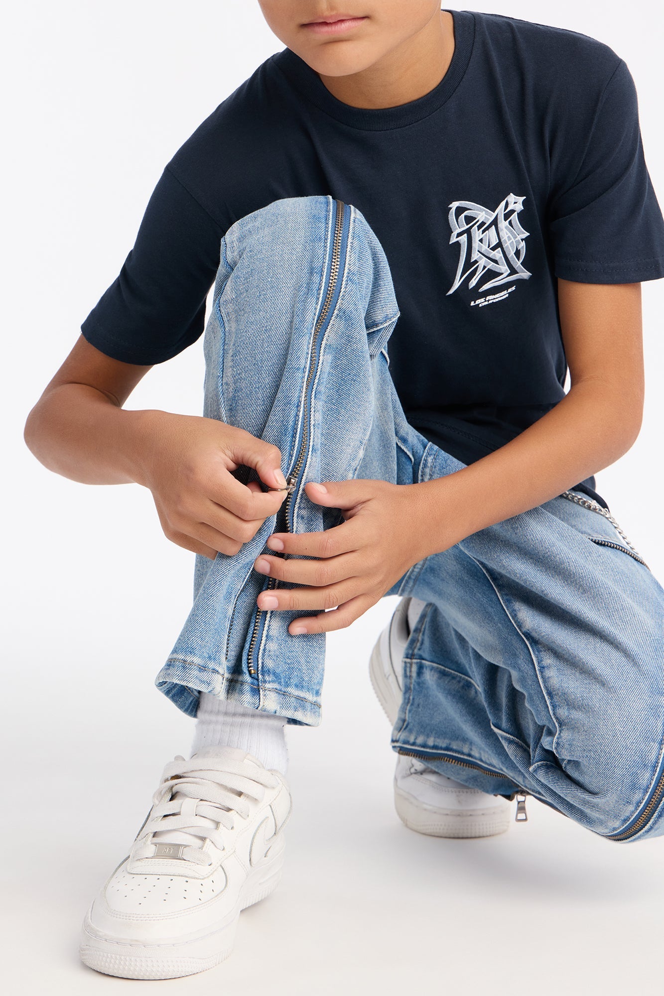 Mini Straight Flare Zip Me Up Jean - Light Blue Wash
