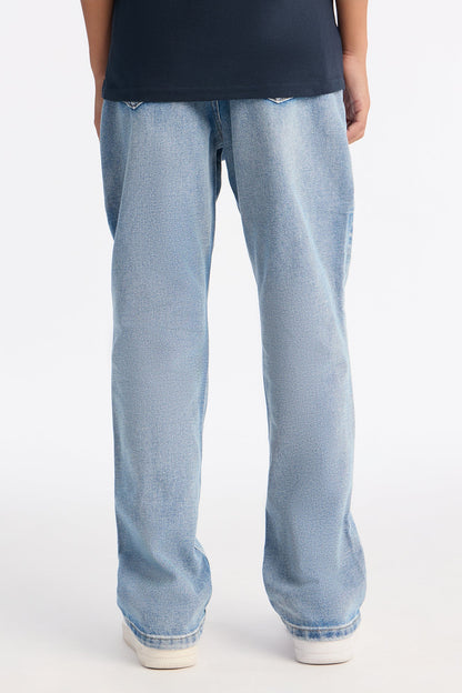Mini Straight Flare Zip Me Up Jean - Light Blue Wash