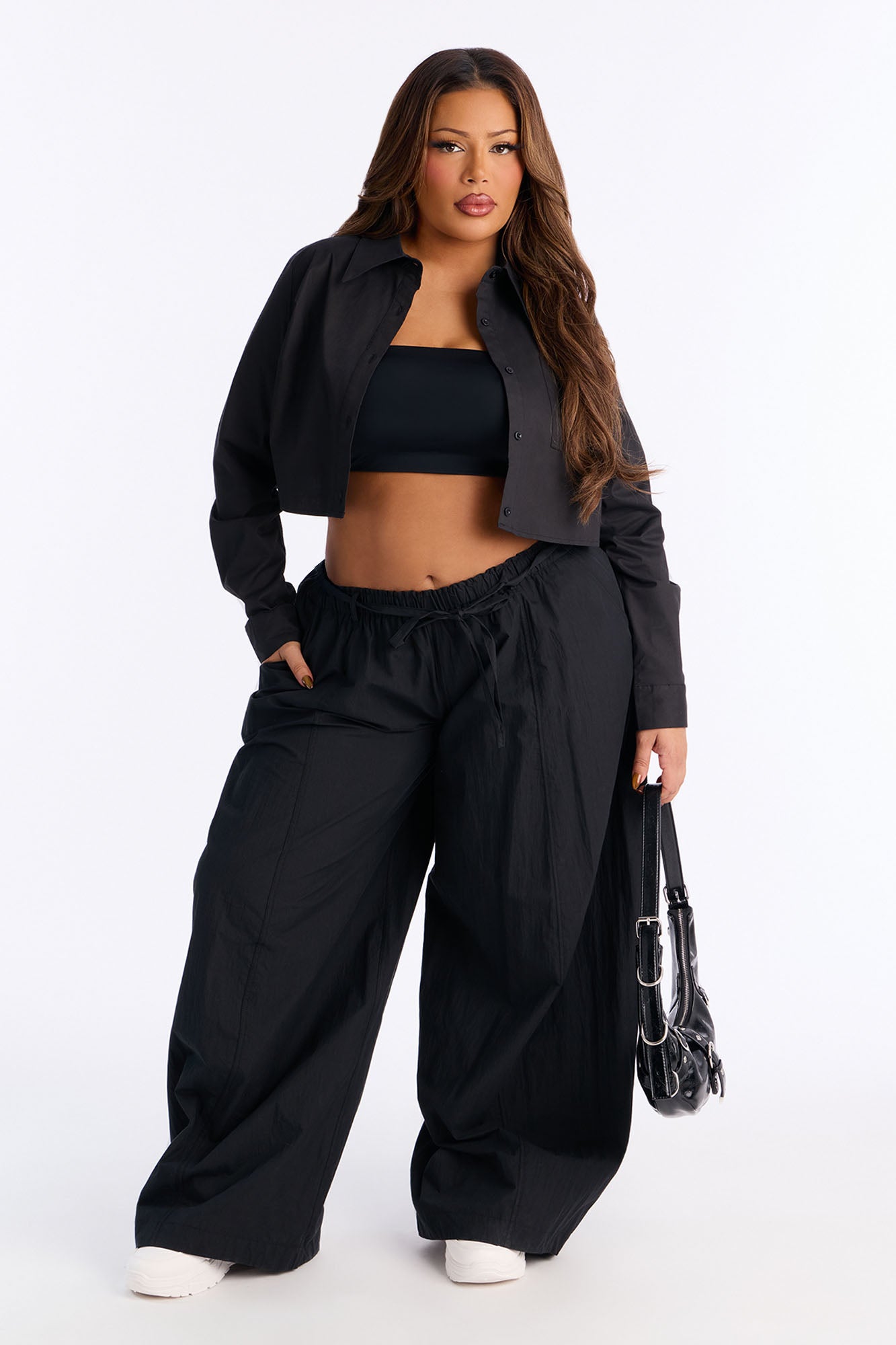 Rush Hour Tie Waist Windbreaker Pant 33″ - Black