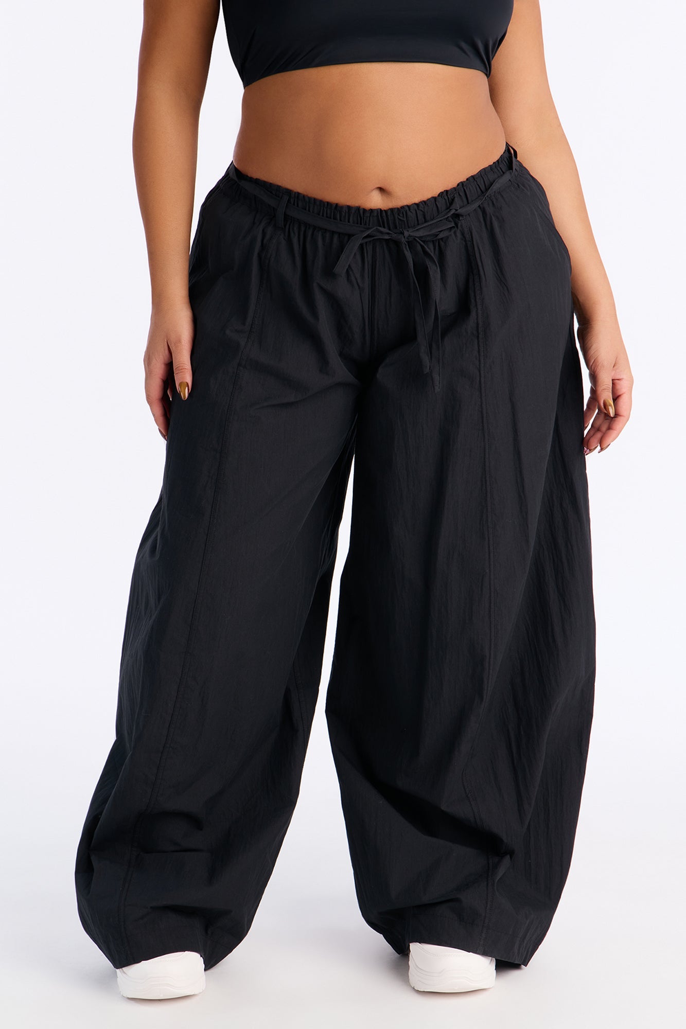 Rush Hour Tie Waist Windbreaker Pant 33″ - Black