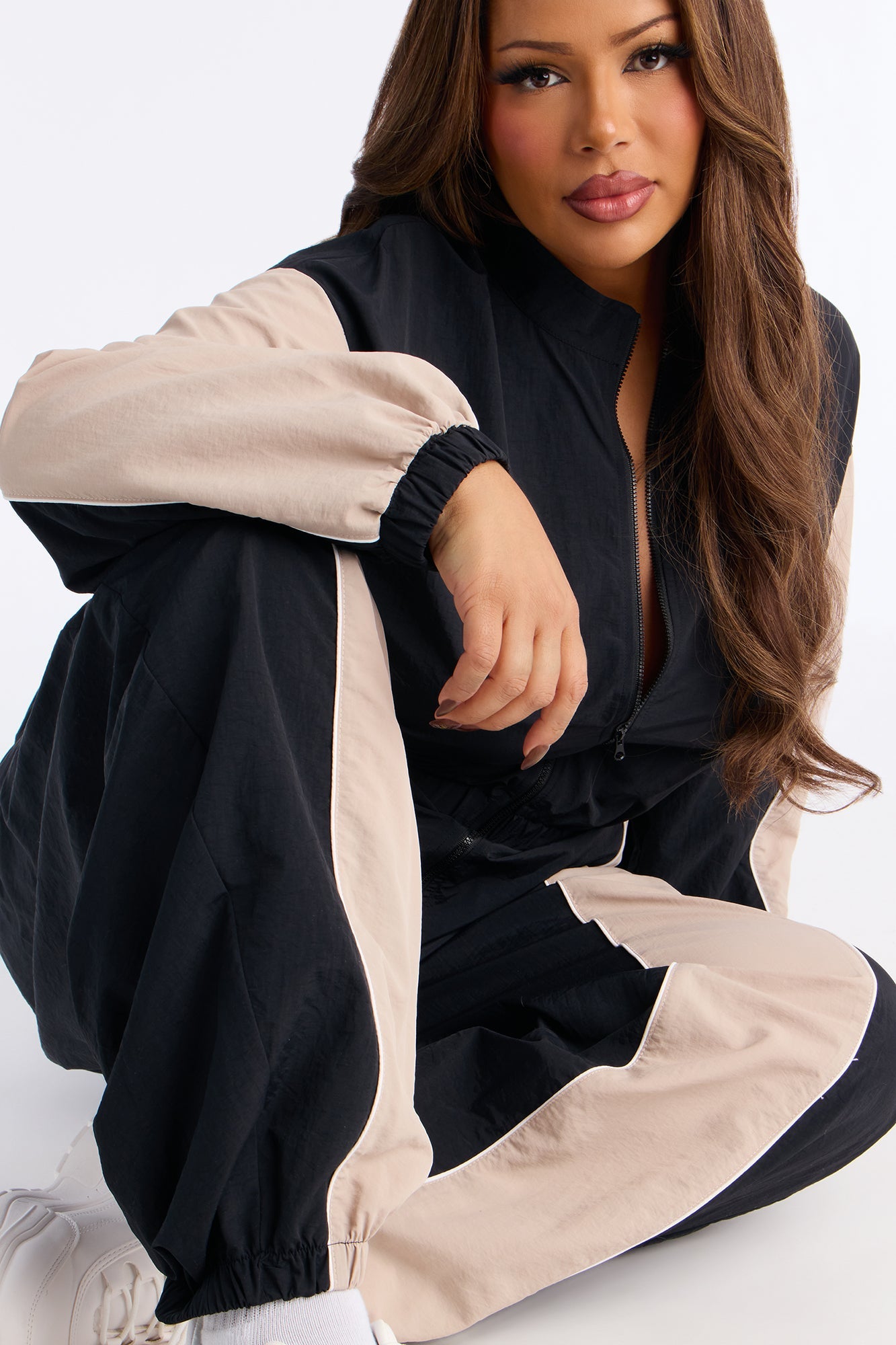 Willow Windbreaker Contrast Trim Jumpsuit - Black/combo