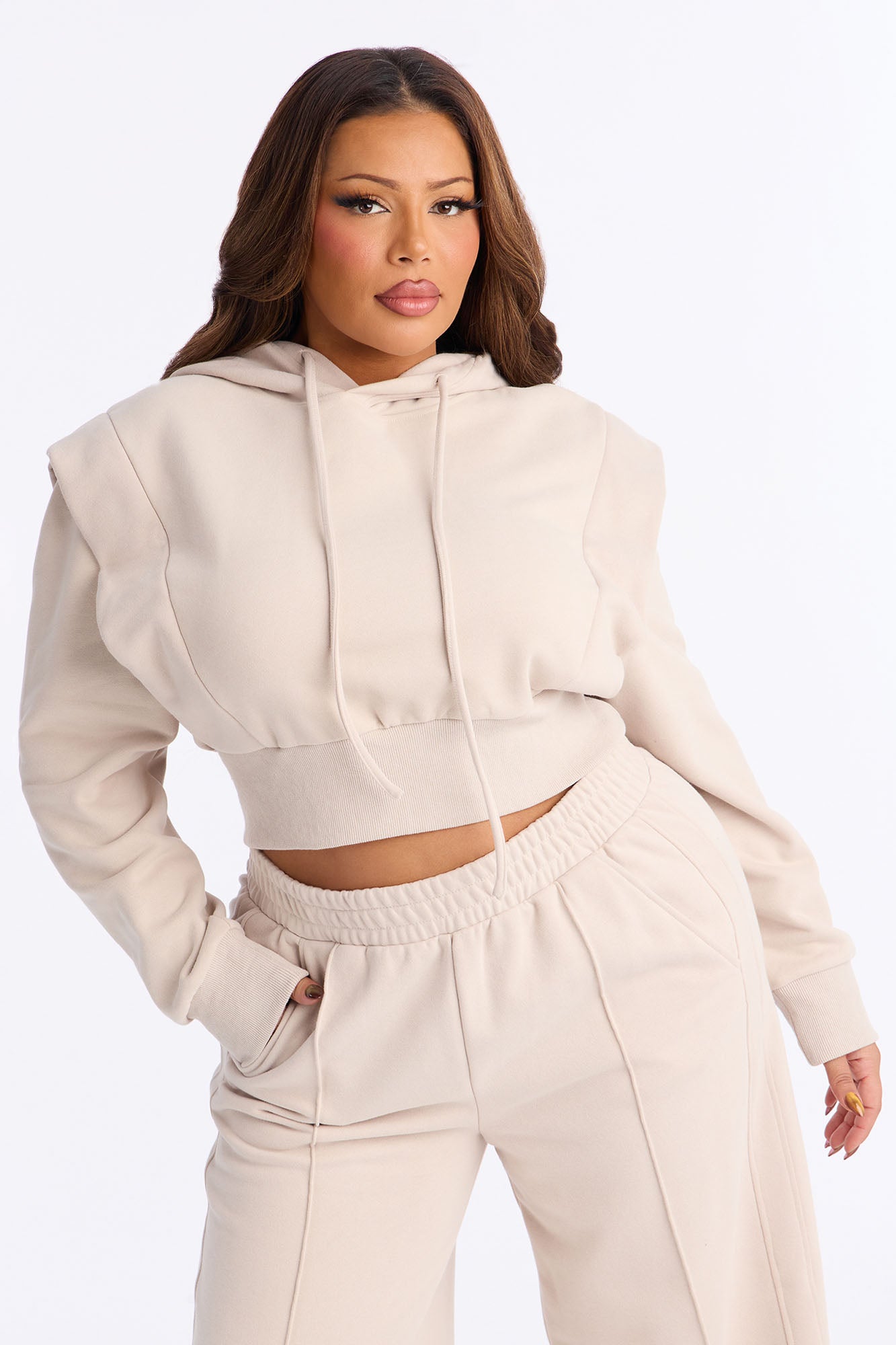 Classic Comfort Wide Leg Pant Set - Taupe