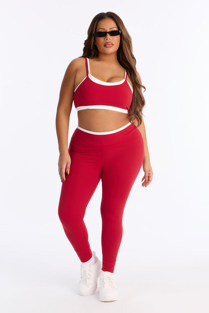 Double Take Contrast Legging Set - Red