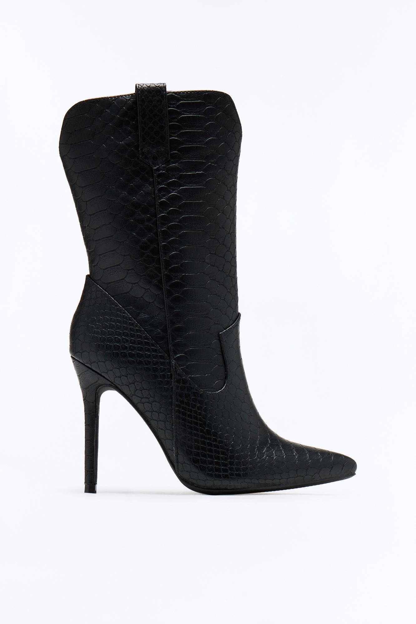 Hoku Croc Stiletto Booties - Black