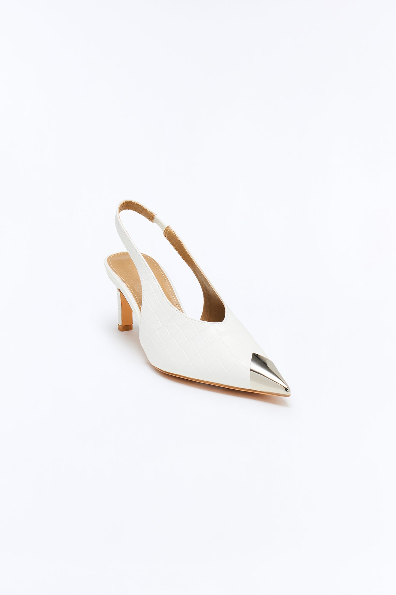 Kiros Croc Slingback Pumps - White