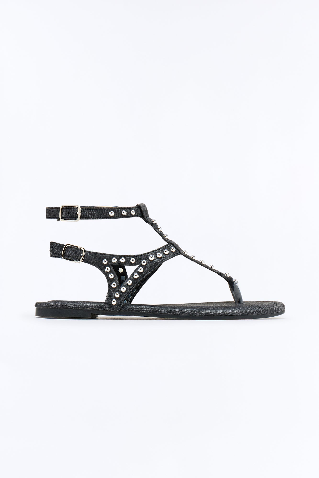 Sash Studded Sandals - Black