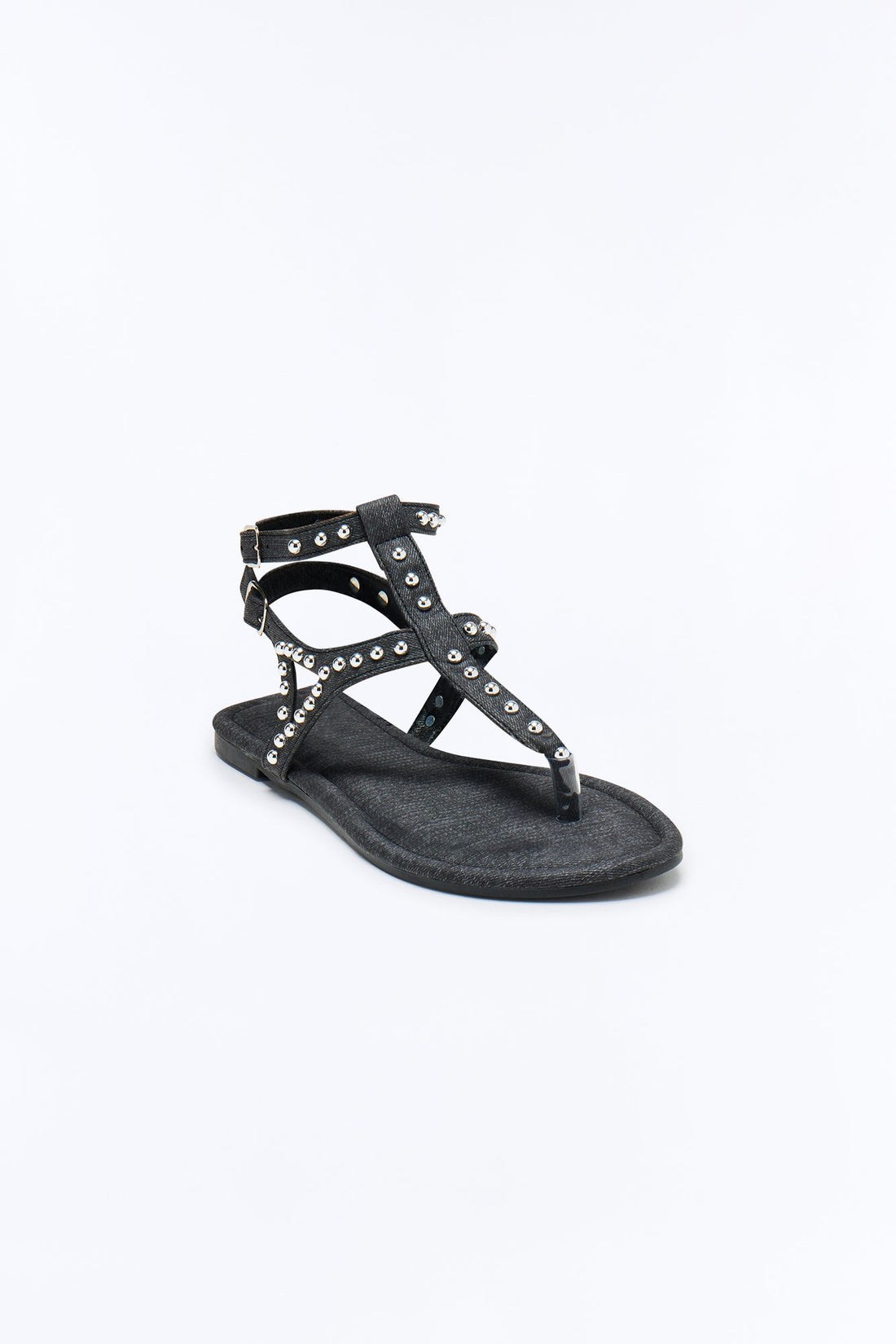 Sash Studded Sandals - Black
