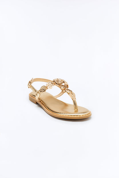 Raman Ankle Strap Sandals - Gold