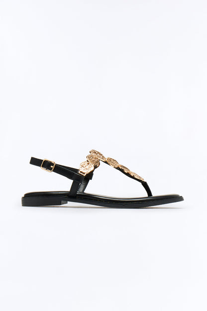 Raman Ankle Strap Sandals - Black