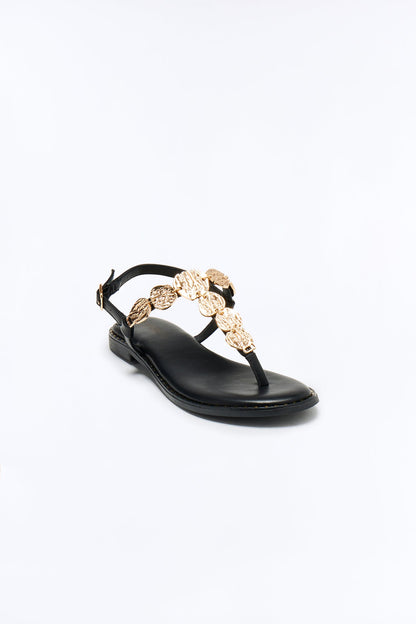 Raman Ankle Strap Sandals - Black