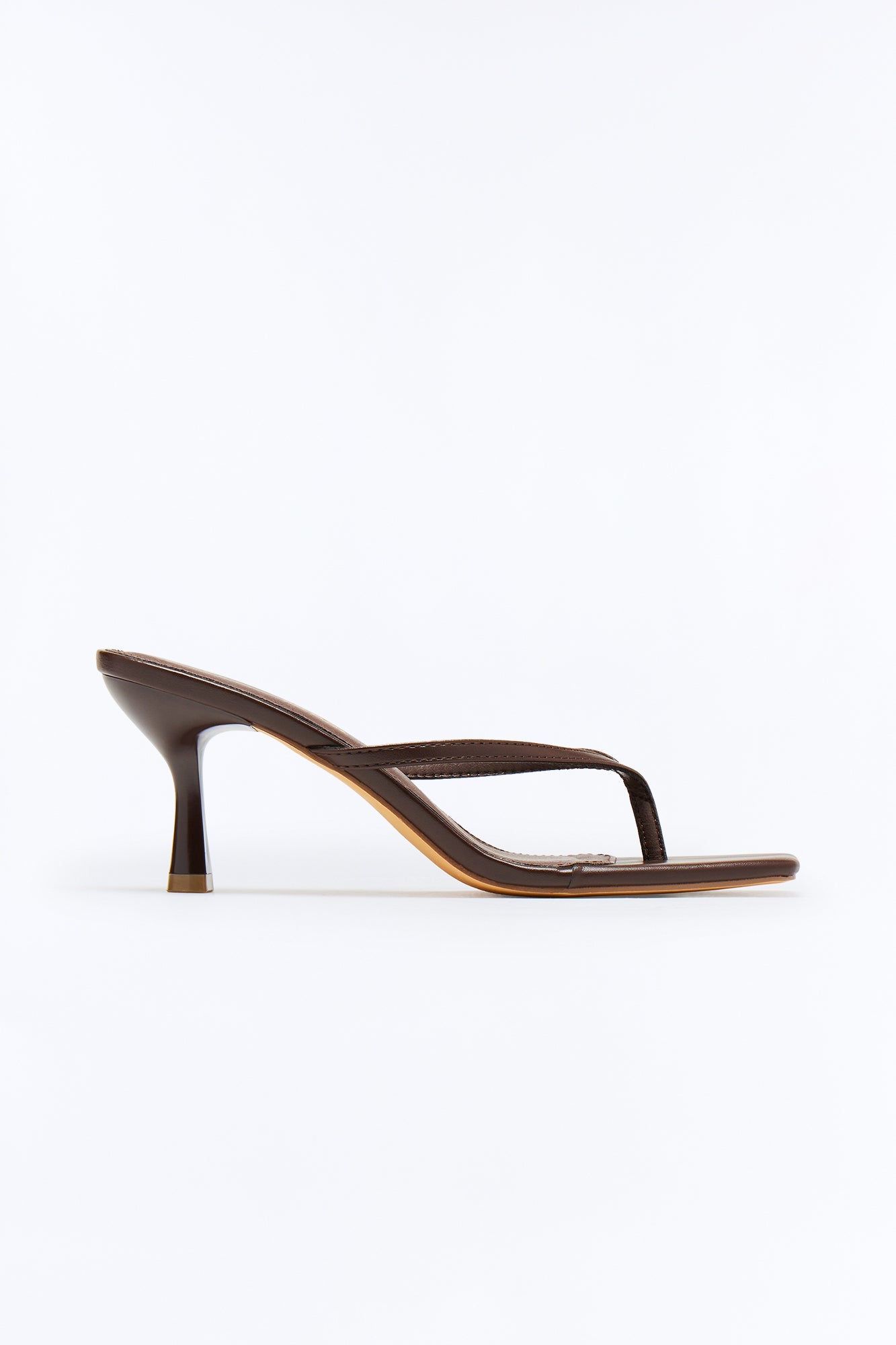 Ayla Thong Kitten Mules - Chocolate