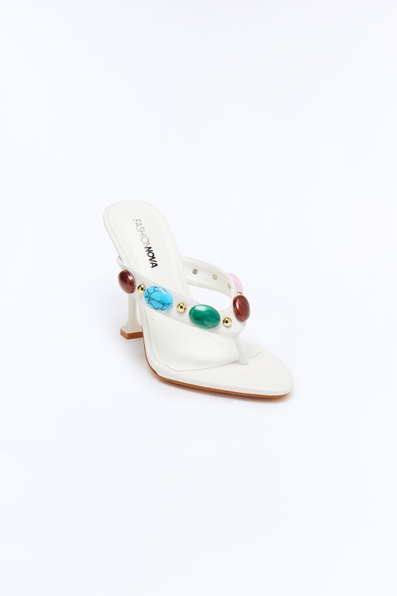 Edessa Stone Thong Heels - White