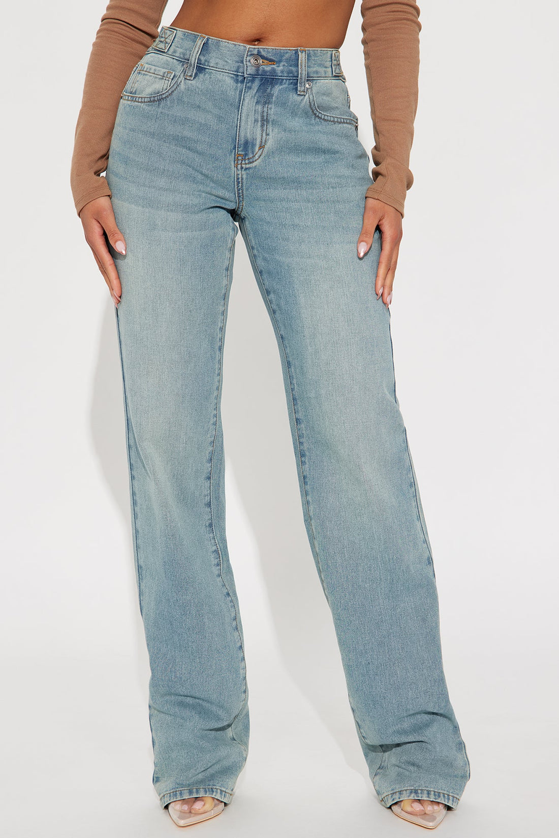 Tall Dani Drop Waist Straight Leg Jeans - Medium Wash
