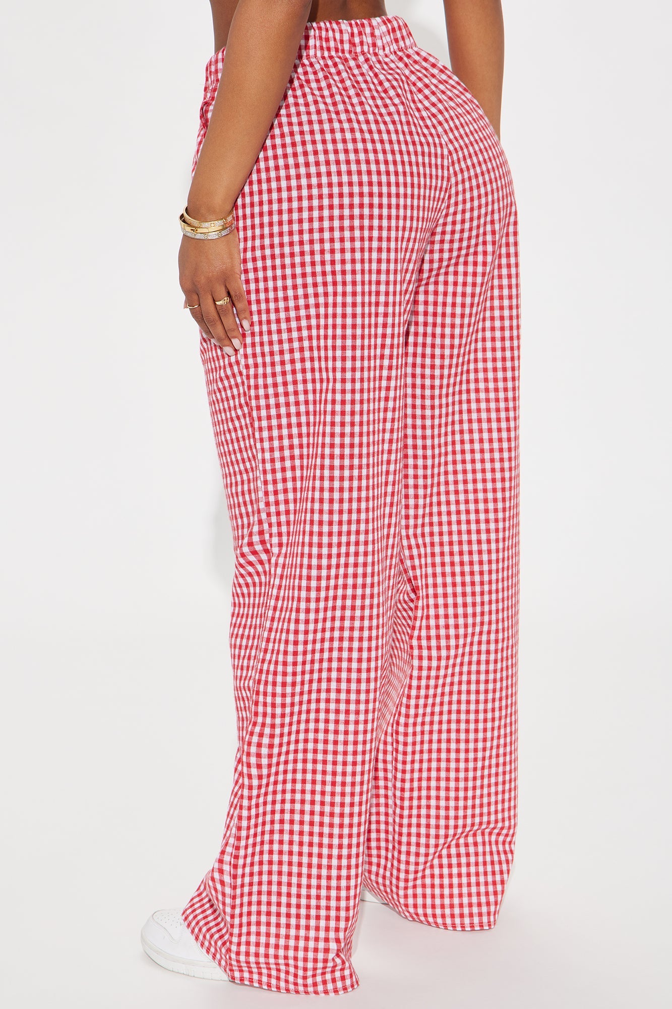 Ava Gingham Wide Leg Pant - Red/combo