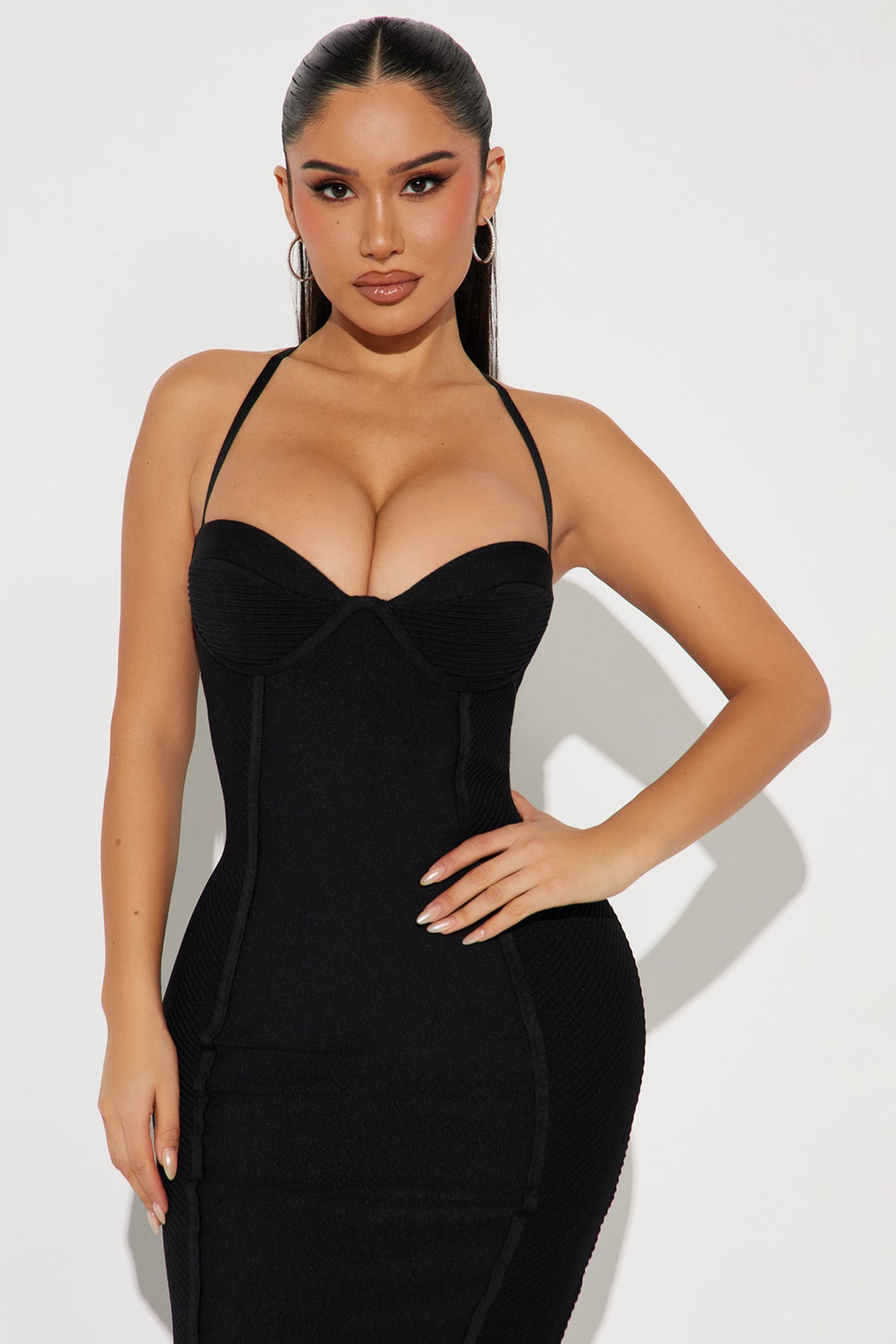 Speak The Truth Bandage Midi Dress - Black