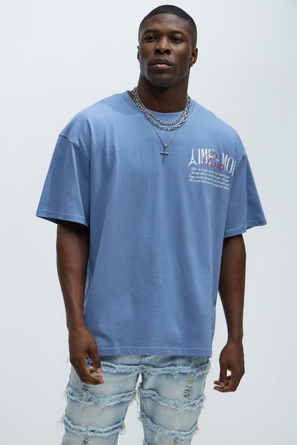 Aime Forever Oversized Short Sleeve Tee - Slate Blue
