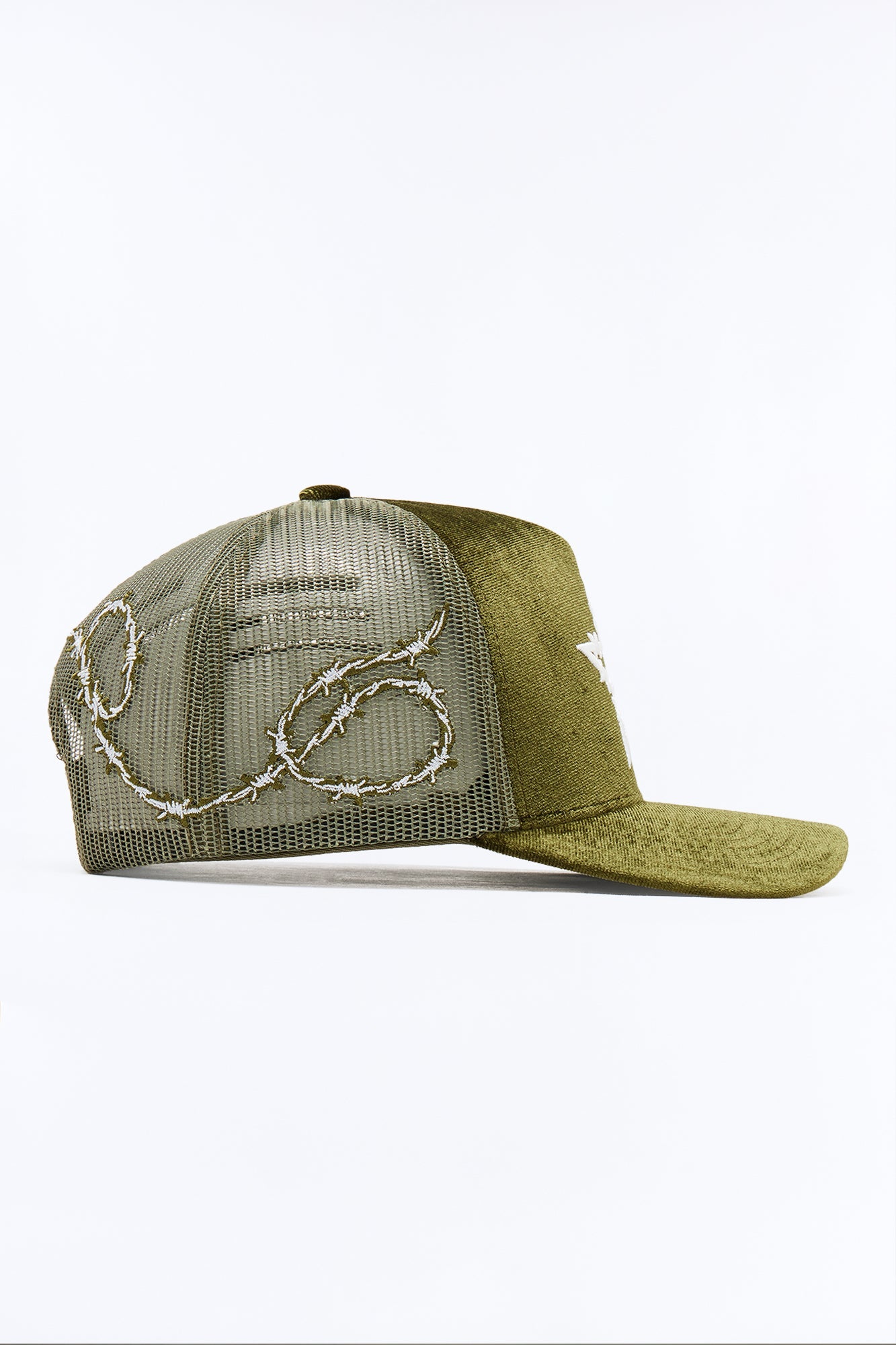 Barbwire Velvet Structured Snapback Hat - Green