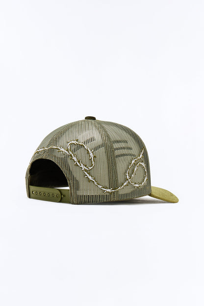 Barbwire Velvet Structured Snapback Hat - Green