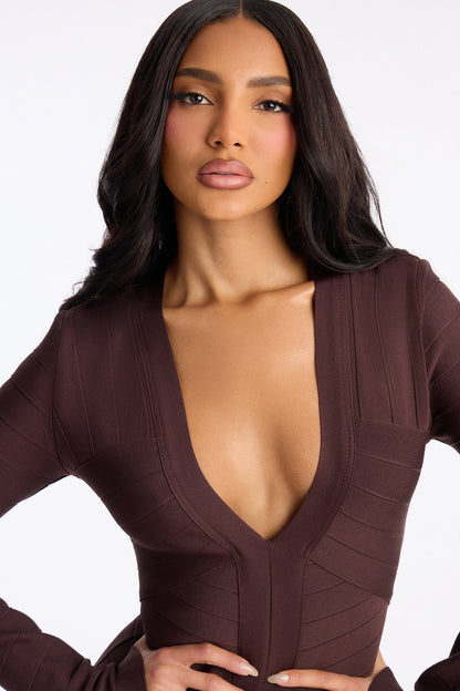Kaylee Bandage Midi Dress - Chocolate