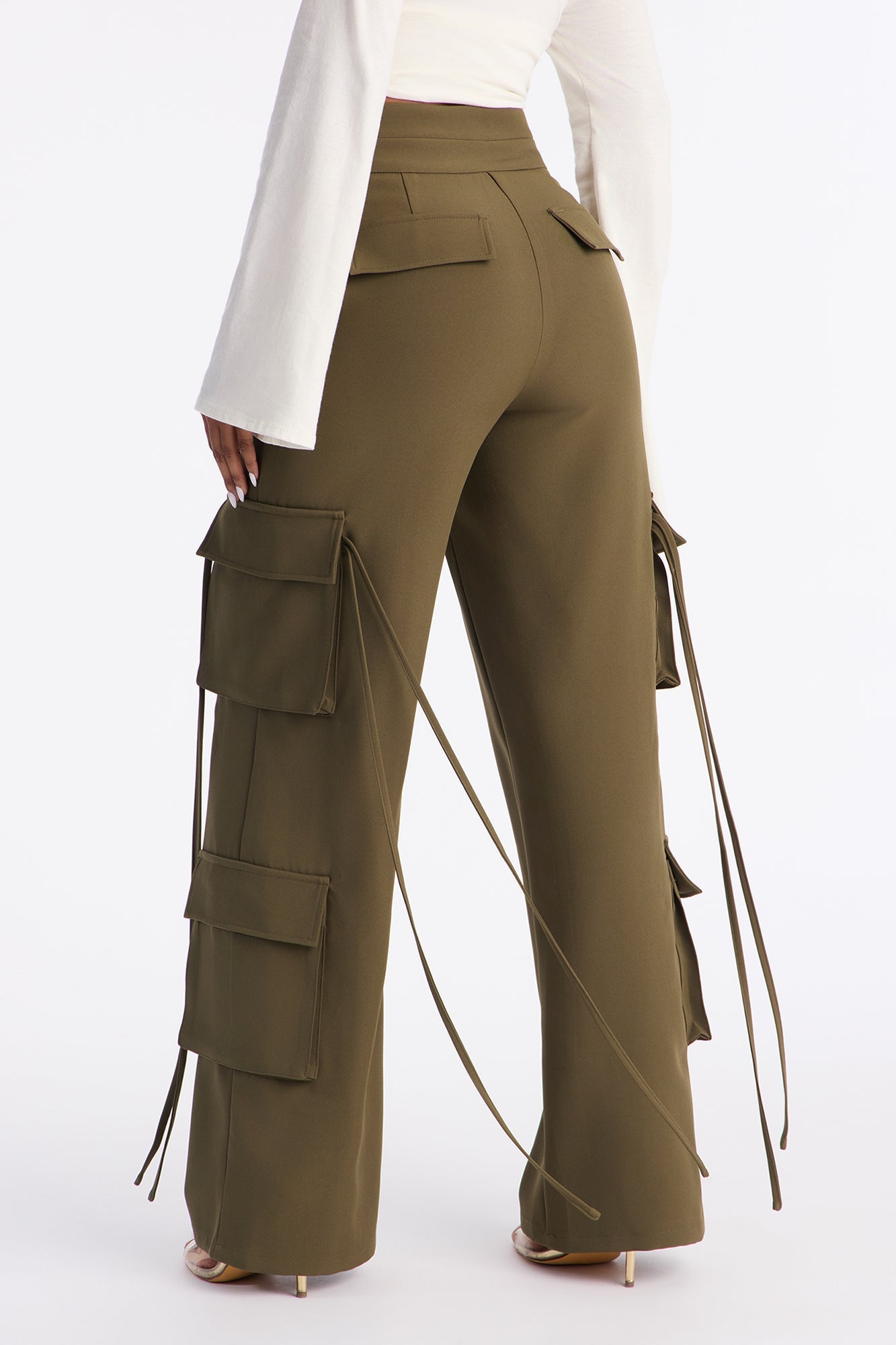 Morgan V Waist Cargo Pants 33 - Military Green