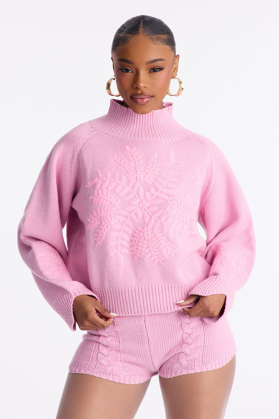 Bella Sweater Micro Short Set - Pink