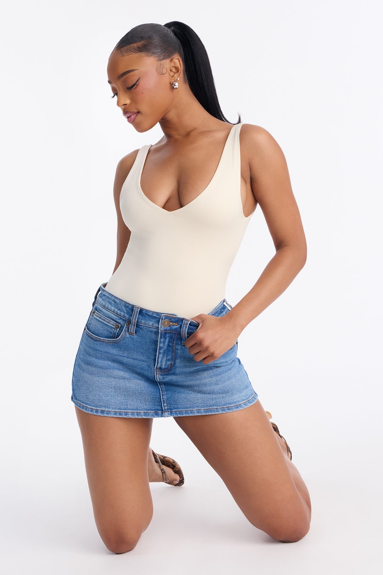The New OG Denim Micro Mini Skort - Medium Wash