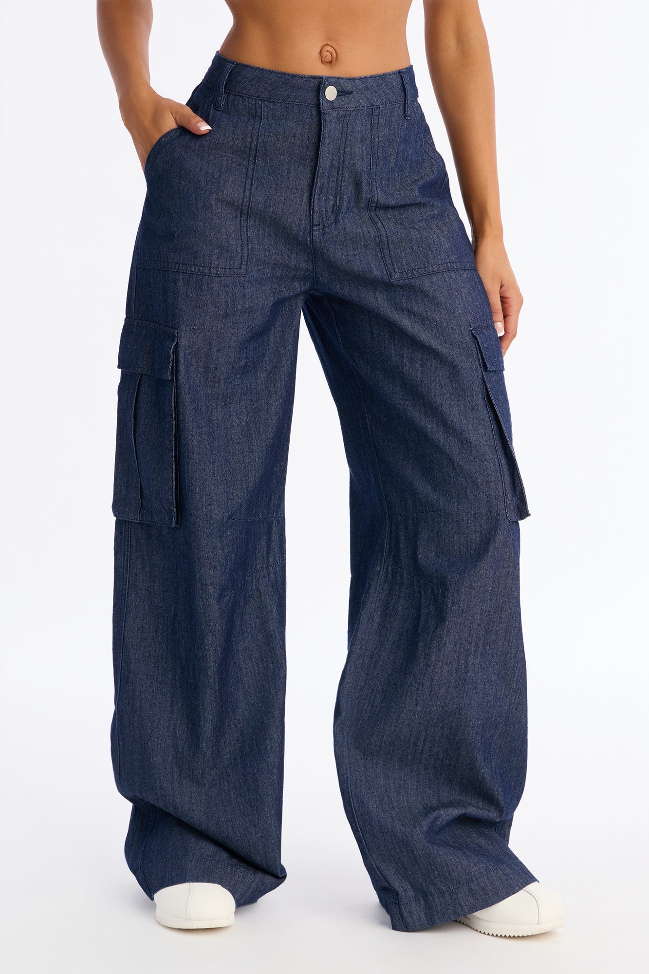 Treasure Hunting Non Stretch Cargo Jeans - Dark Wash