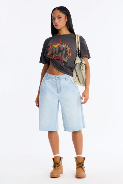 Clean Break Non Stretch Denim Jorts - Light Wash