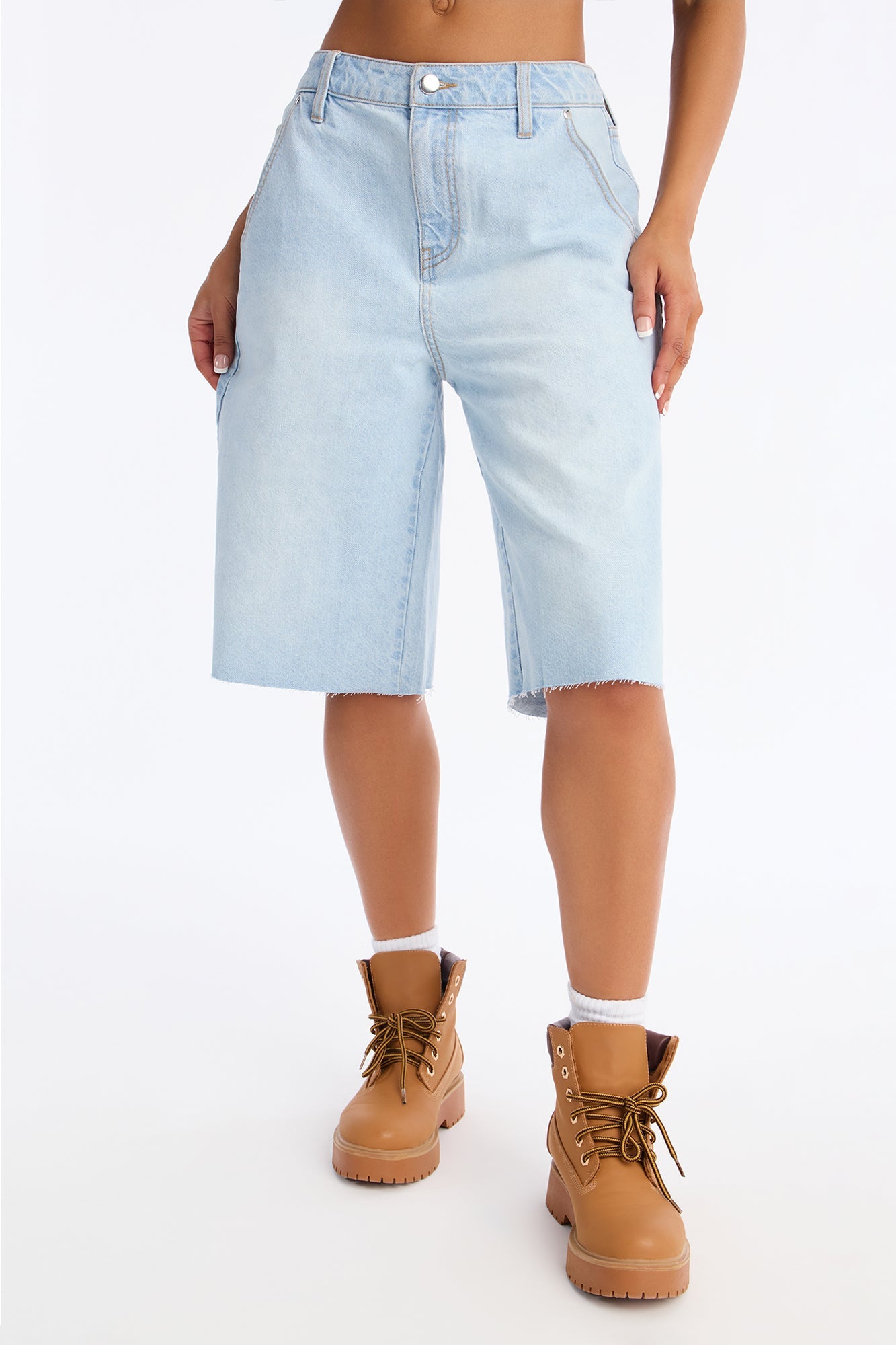 Clean Break Non Stretch Denim Jorts - Light Wash