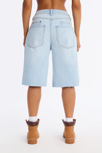 Clean Break Non Stretch Denim Jorts - Light Wash