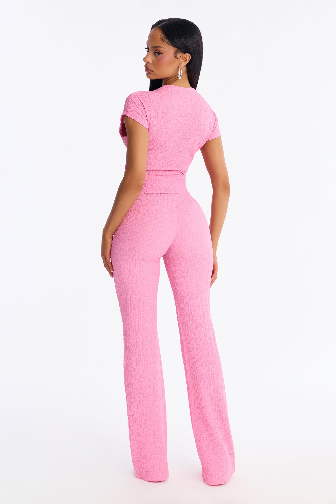 Clementine Textured Pant Set - Pink